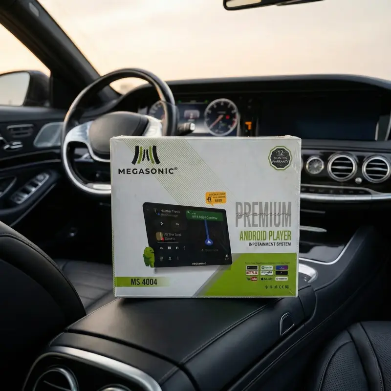 Megasonic MS 4004 9-Inch Premium Car Android Player – 4GB RAM, 64GB ROM, Wireless CarPlay & Android Auto, QLED Display